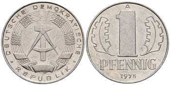 ГДР 1 пфенниг 1975 A KM 8.1 алюминий 116-833