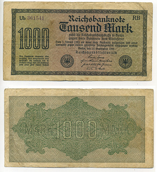 ГЕРМАНИЯ 1000 МАРОК 1923 Pick 76 бумага 7217-47-3