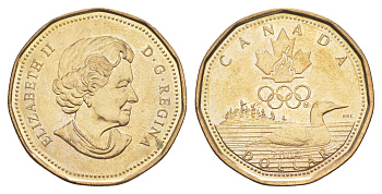 Канада 1 доллар 2004 XXVIII летние Олимпийские Игры, Афины 2004 KM 513 никель плакированная бронзой UNC 4652-1212