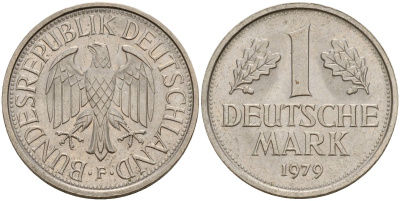 ФРГ 1 марка 1979 F KM 110, J. 385 медно-никель 4159-1144