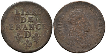 Франция 1 лиард 1657 D, Людовик XIV (1643-1715) KM 192.5 медь 34-1255