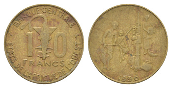 Западная Африка (BCEAO) 10 франков 1996 KM 10 медь алюминий никель 4612-832