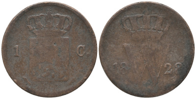 НИДЕРЛАНДЫ 1 ЦЕНТ 1828 ВИЛЬЯМ I (1815-1840) KM 47 медь 28-1243