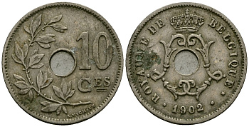 Бельгия 10 сантимов 1902 Belgique KM 48 медно-никель 4172-715