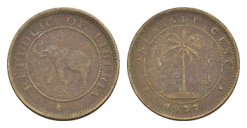 Либерия 1/2 цента 1937 KM 10 латунь 4614-845