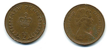 Великобритания 1/2 пенни 1971 Елизавета II (1952-2022) КМ 914, Spink 4239 бронза 4110-1638