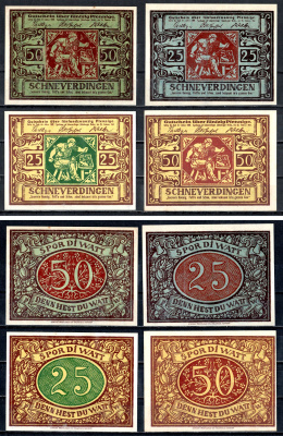 Шневердинген (Пруссия, Ганновер) полный набор из 2 нотгельдов (25 и 50 пфеннигов) 1921 Mehl Grabowski 1193.1 и 2 бумага UNC (пресс) 7556-59-3-1