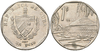 Куба 1 песо 2007 хижины Гуама KM?579, JMA?MC23 сталь плакированная никелем 4395-1051