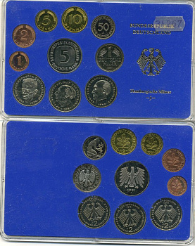 ФРГ государственный набор из 10 монет 1981 J    PROOF  3-5-3-04