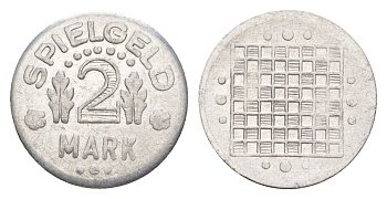 Германия игровой жетон в 2 марки ND разновидность - Глобус, вес 0,8 гр, диаметр 20 мм алюминий UNC 4636-958