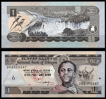 Эфиопия 1 бирр 1995 (2003) Pick 46 c бумага UNC (пресс) 6317-30-2-2