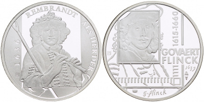 НИДЕРЛАНДЫ МЕДАЛЬ ГОВЕРТ ФЛИНК(1615-1660), КАРТИНА РЕМБРАНДТ, КАК ПАСТУХ С ПЕРСОНАЛОМ И ФЛЕЙТА 1636 ГОД, ДИАМЕТР 30 мм., ВЕС 9,42 гр. медно-никель 1087-2-44