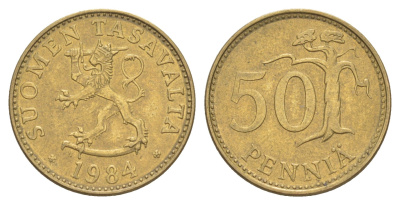 Финляндия 50 пенни 1984 KM 48 алюминиевая бронза UNC 4648-517