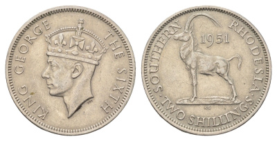 Южная Родезия 2 шиллинга 1951 KM 23 медно-никель 4660-924