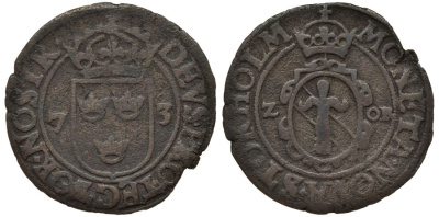 Швеция 2 эре 1573 Юхан III Ваза (1568-1592) SM 65b медь 443-1244