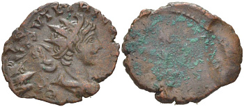 Римская Империя, императоры в Галлии антониниан 273 - 274 Тетрик II, C PIV ESV TETRICVS CAES, бюст цезаря / SPES PVBLICA, Спея, персонификация Надежды, Августа Треверов RIC 272 биллон 1073-20-81