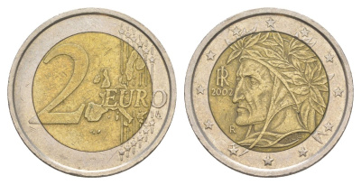 Италия 2 евро 2002 KM 217 биметалл 4629-451