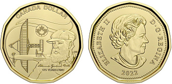 Канада 1 доллар 2022 175 лет со дня рождения Александра Грейам Белла, изобретатель телефона KM 3189 сталь плакированная латунью  UNC 4531-232
