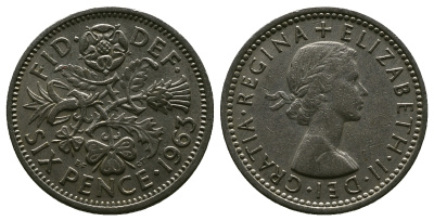 Великобритания 6 пенсов 1963 Елизавета II (1952-2022) KM 903, Spink 4149 медно-никель 4381-765