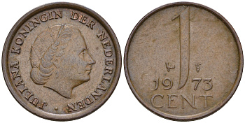 Нидерланды 1 цент 1973 Юлиана (1948-1980) КМ 180 бронза    4602-511