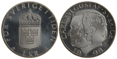 Швеция 1 крона 1998 Карл XVI Густав (1973- ) KM 852a медно-никель UNC 4179-1251