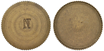 Германия жетон буква N, рубчатый гурт тяжелый металл 4119-815