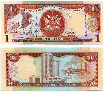 Тринидад и Тобаго 1 доллар 2006 подпись 8, номер синий, TDLR Pick 46 бумага UNC (пресс) 2197-15-2-2