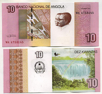 Ангола 10 кванза 2012 Антонио Агостиньо Нето, Жозе Эдуарду душ Сантуш Pick 151B бумага UNC (пресс) 448-95-2