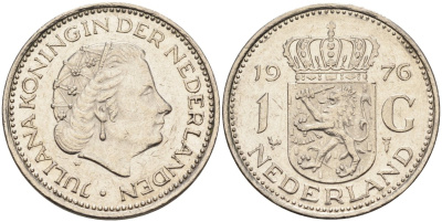 Нидерланды 1 гульден 1976 Юлиана (1948-1980) KM 184а никель 4171-124
