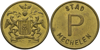 БЕЛЬГИЯ ЖЕТОН ПАРКОВОЧНЫЙ ND STAD MECHELEN, P желтый металл 98-853