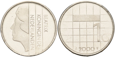 Нидерланды 1 гульден 2000 Беатрикс (1980-2013) KM 205 никель 4143-1217