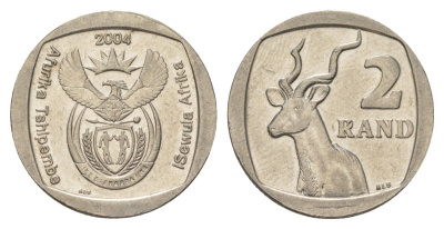 ЮАР 2 ранда 2004 KM 336 медь плакированная никелем UNC 4628-117