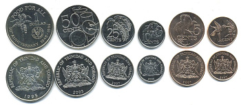Тринидад и Тобаго лот из 6 монет 1995-2007 1, 5, 10, 25, 50 центов, 1 доллар FAO UNC N1-46