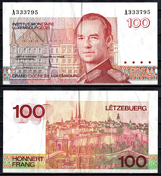 Люксембург 100 франков ND (1986) Pick 58 a бумага 7116-5-2-1