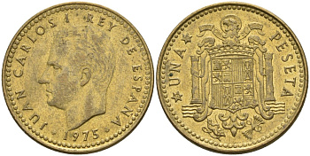 Испания 1 песета 1975 (78) Хуан Карлос I (1975-2014) KM 806 алюминиевая бронза 4604-215