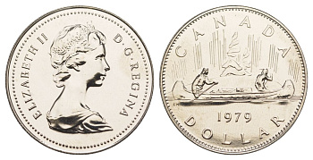 Канада 1 доллар 1979 Елизавета II (1952-2022), каноэ KM 120 никель PROOF-LIKE (BU) 4185-721