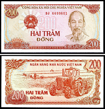 Вьетнам 200 донг 1987 Pick 100 бумага UNC (пресс) 6317-38-4-2