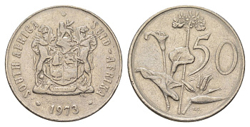 ЮАР 50 центов 1973 Зантедеския Эллиота (калла), герб KM 87 никель 4626-817
