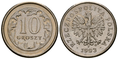 Польша 10 грошей 1993 Y 279 медно-никель 4164-965
