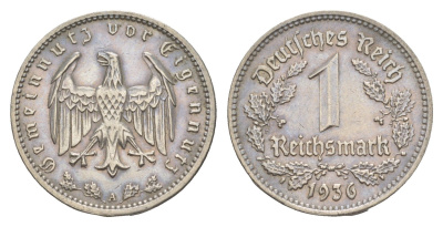 Германия 1 рейхсмарка 1936 A KM 78, J. 354 никель 603-1325