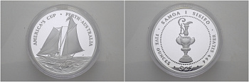 Самоа 25 тала 1987 Кубок Америки, парусные яхты, 156,03 грамма KM 67 серебро PROOF 01-019-23-2