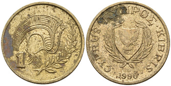 Кипр 1 цент 1990 KM 53.2 никель латунь 4174-1133