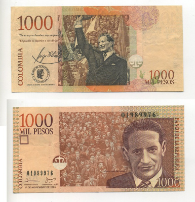 Колумбия 1000 песо 2005 1 ноября 2005, Хорхе Эльесер Гайтан Pick 456 a бумага 6294-63-1