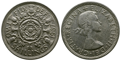 Великобритания 2 шиллинга (флорин) 1967 Елизавета II (1952-2022) KM 906, Spink 4146 медно-никель 4382-823