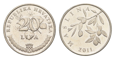 Хорватия 20 лип 2011 олива, нечетный год KM 7 сталь плакированная никелем UNC 261-547