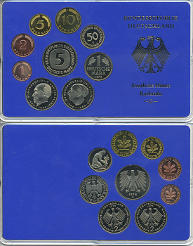 ФРГ НАБОР ИЗ 9 МОНЕТ 1976 G ОФИЦИАЛЬНЫЙ НАБОР В ПЛАСТИКЕ PROOF 00-00