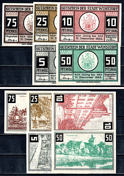 Вунсторф (Пруссия, Ганновер) набор из 5 нотгельдов 1920 2193-45-3-2