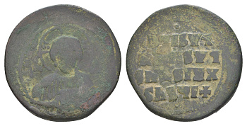 Византийская Империя фоллис 976-1030/5 Василий II, Христос с Евангелием/греческая легенда в четыре строки, Константинополь Sear 1813 медь    1073-2-13