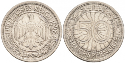 Германия 50 рейхспфеннигов 1928 J KM 49, J.324 никель 73-157