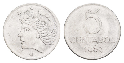 Бразилия 5 сентаво 1969 KM 577.2 нержавеющая сталь UNC 4644-418